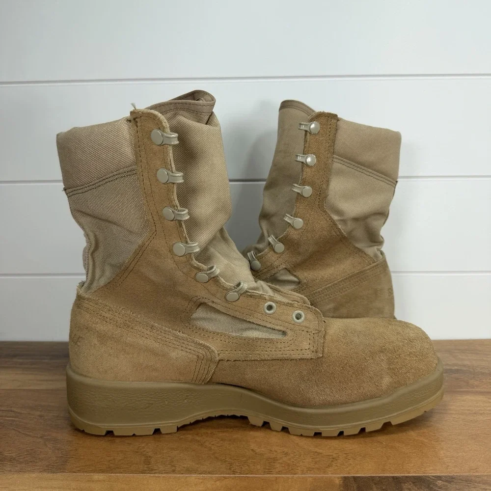 Belleville 300 DES ST Military Combat Boots Mens 10R Steel Toe Tan USA *No Laces